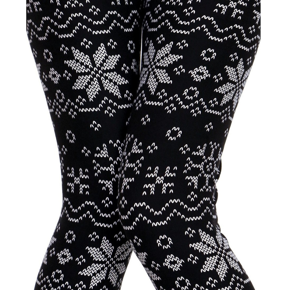 Printed Brushed Leggings- Nighttime Snow Fall